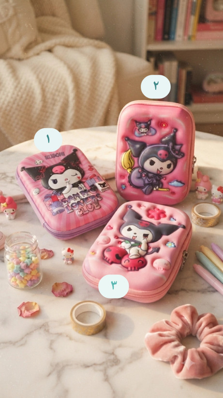 Large Tablet Pencil Case – Kuromi & Labubu