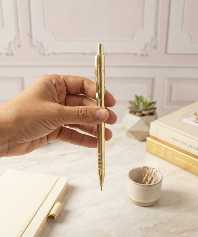 Metallic design mechanical pencil in gray gold and copper colors